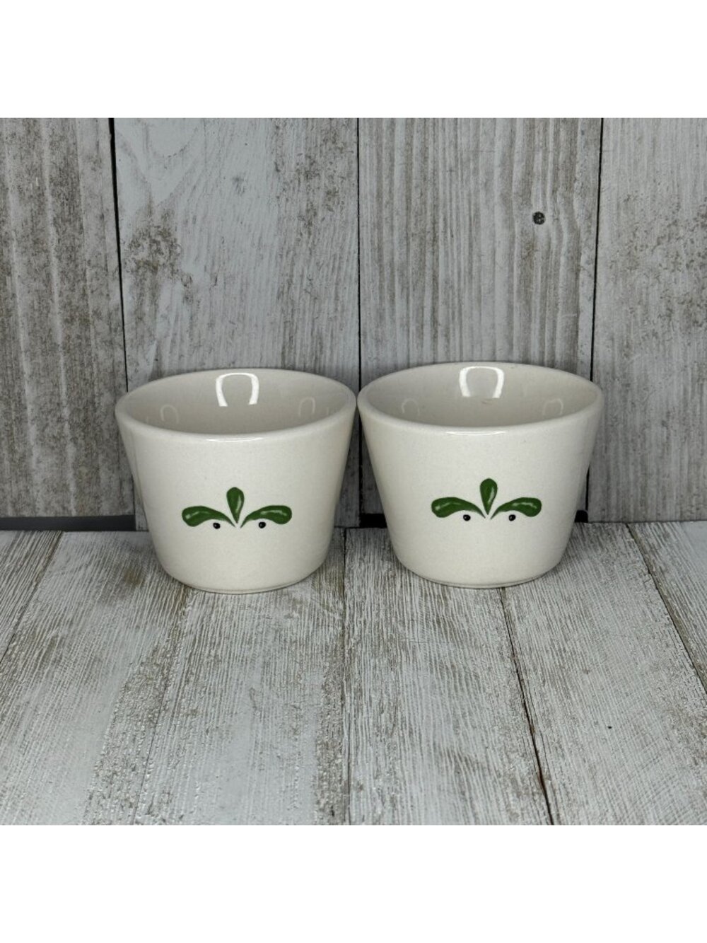 2 Vintage Toscana Restaurant Ware Custard Cups / Sugar-Caddy Bowls With a Green